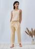 Linen Two Piece Set Women Cross Back Top Paperbag Pants Co-ord