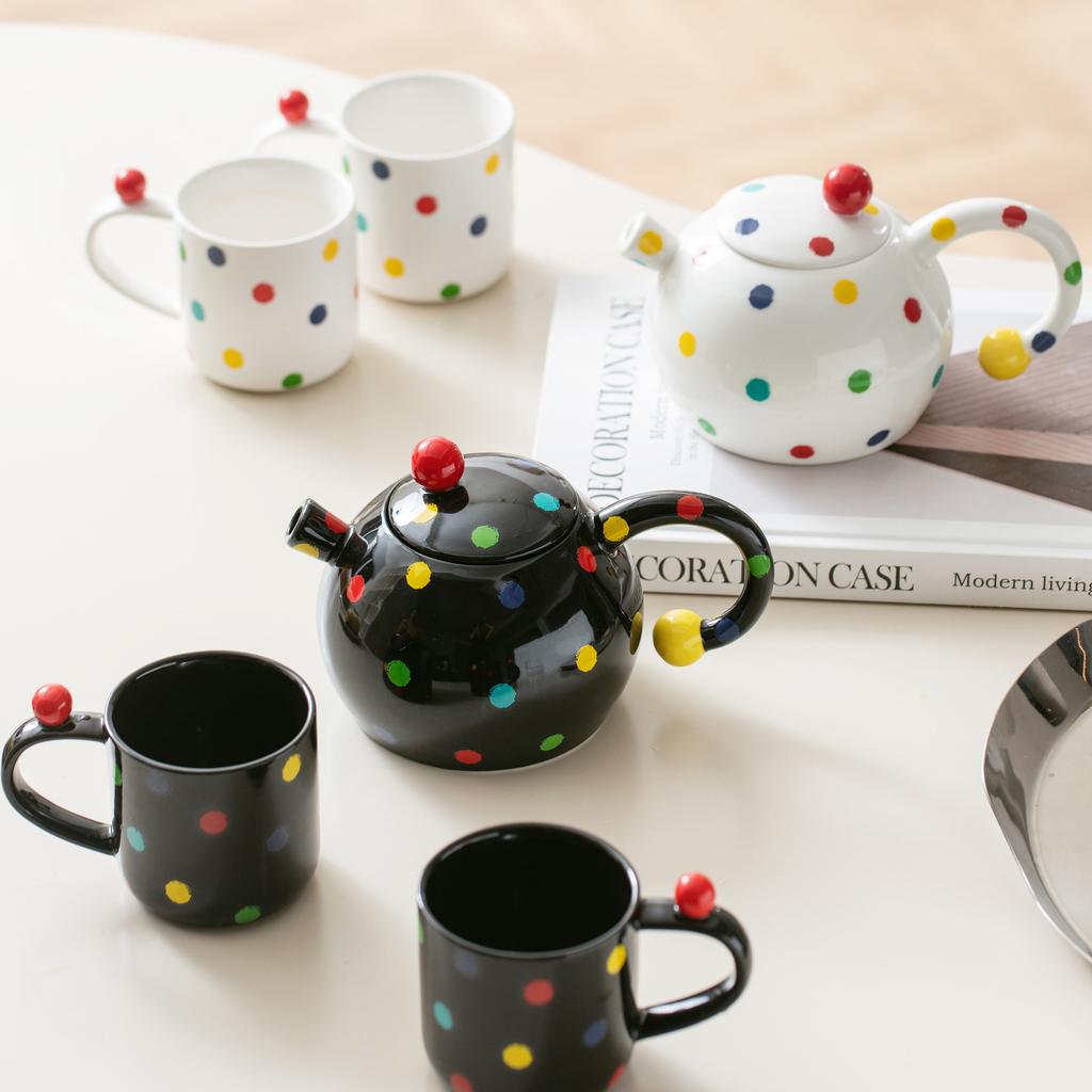dots, a pot of two cups of high-grade ceramic water, high-temperature resistant home creativity, niche high-value teacups