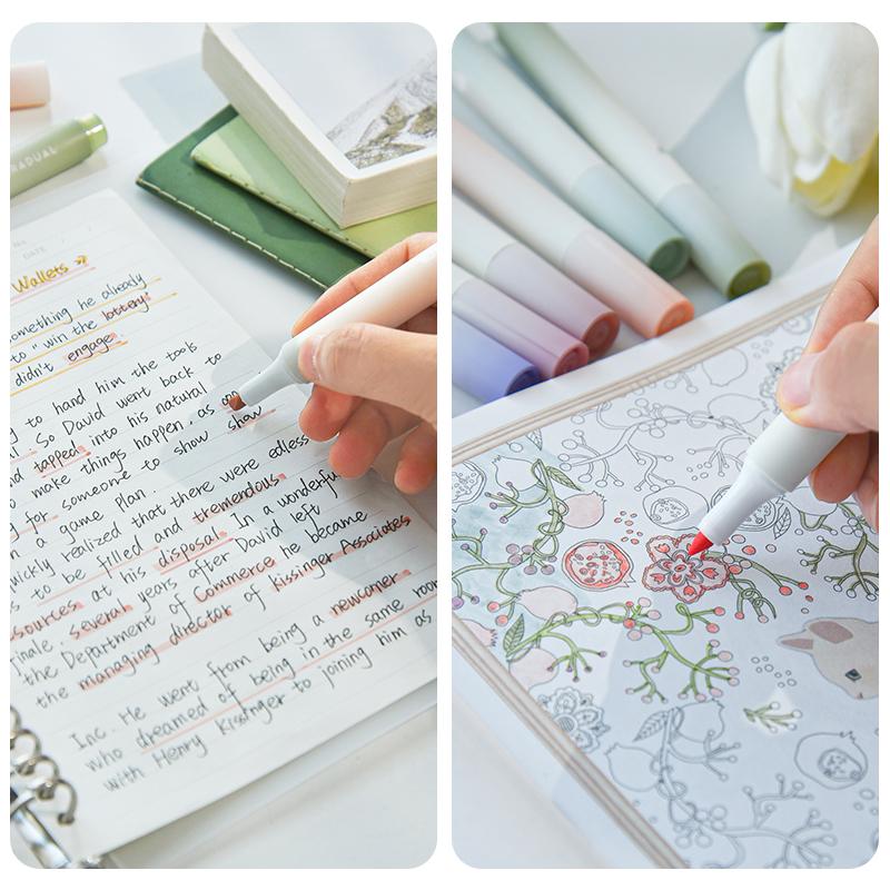 4pcs Gradual Sunrise Highlighter Pens Set Summer Mild Color Spot Liner Marker for Drawing Painting