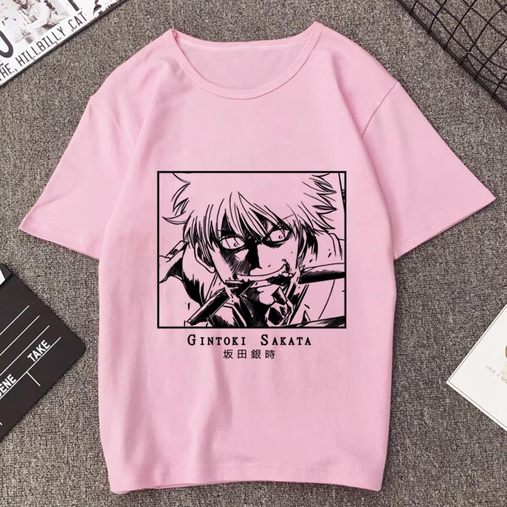 Gintama Samurai Gintoki Washed Cotton T‑shirt Unisex Teen Gothic Vintage Korean Fashion Short Sleeve Streetwear Casual Tops