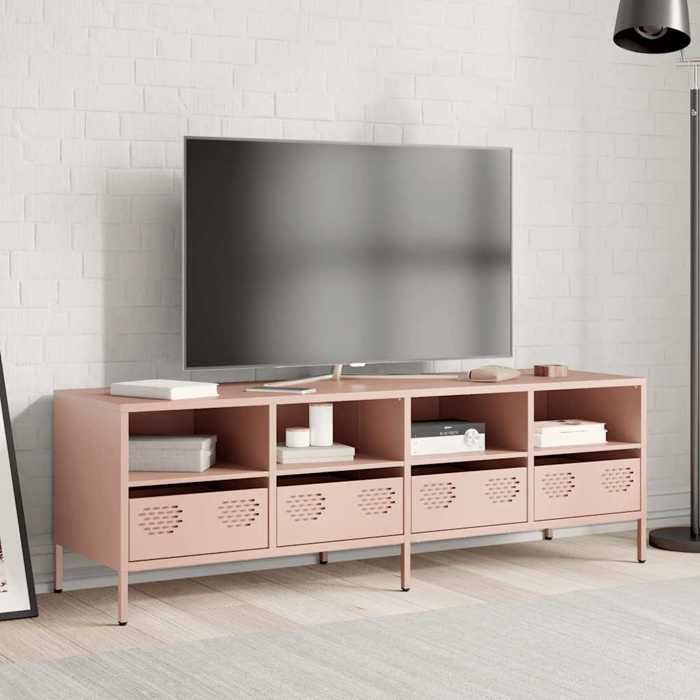 VidaXL TV Cabinet Pink 135x39x43.5 Cm Cold-rolled Steel, TV Stand, TV Buffet, Hi-fi Cabinet, TV Bench, Metal Cabinet, 851329