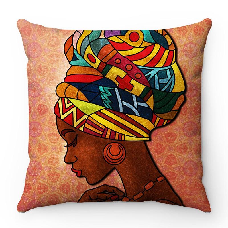 African Women Creative Collection Digital Printing Short Plush Pillow Covers For Car Sofa Office Cushion Cover Home Goods