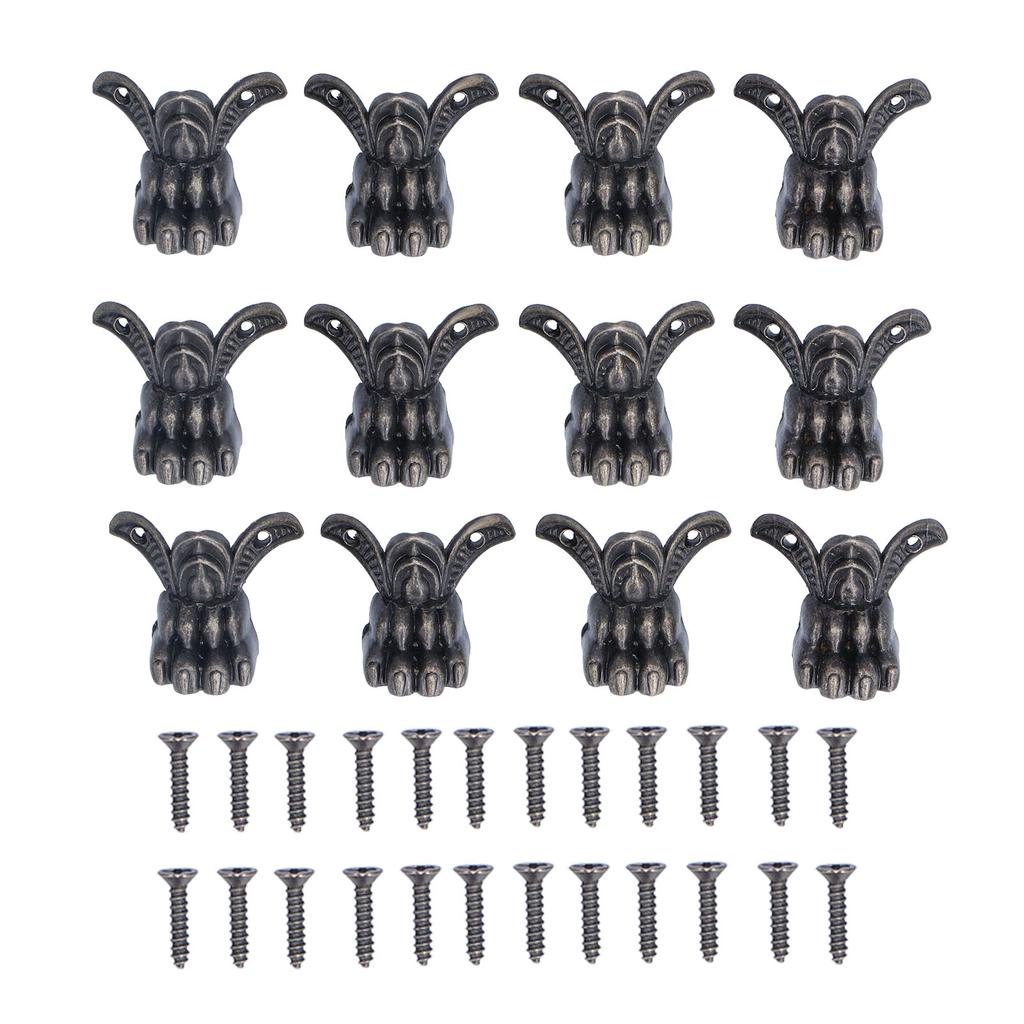 12 Stück Kistenbeine Retro Design Holzkisten Langlebiger Legierungsfußschutz mit Schraube für Weltdekoration