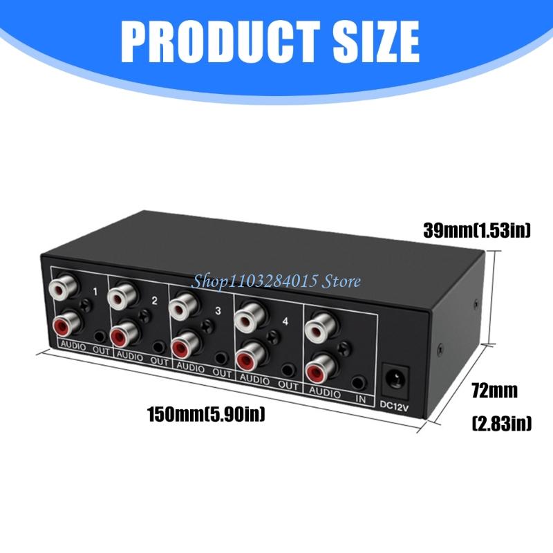 R6FF Studio Grade 4 Way Audios Splitter With AV L/R And 3.5mm Auxs Port For Home Theater Systems Audios Switcher Selectors