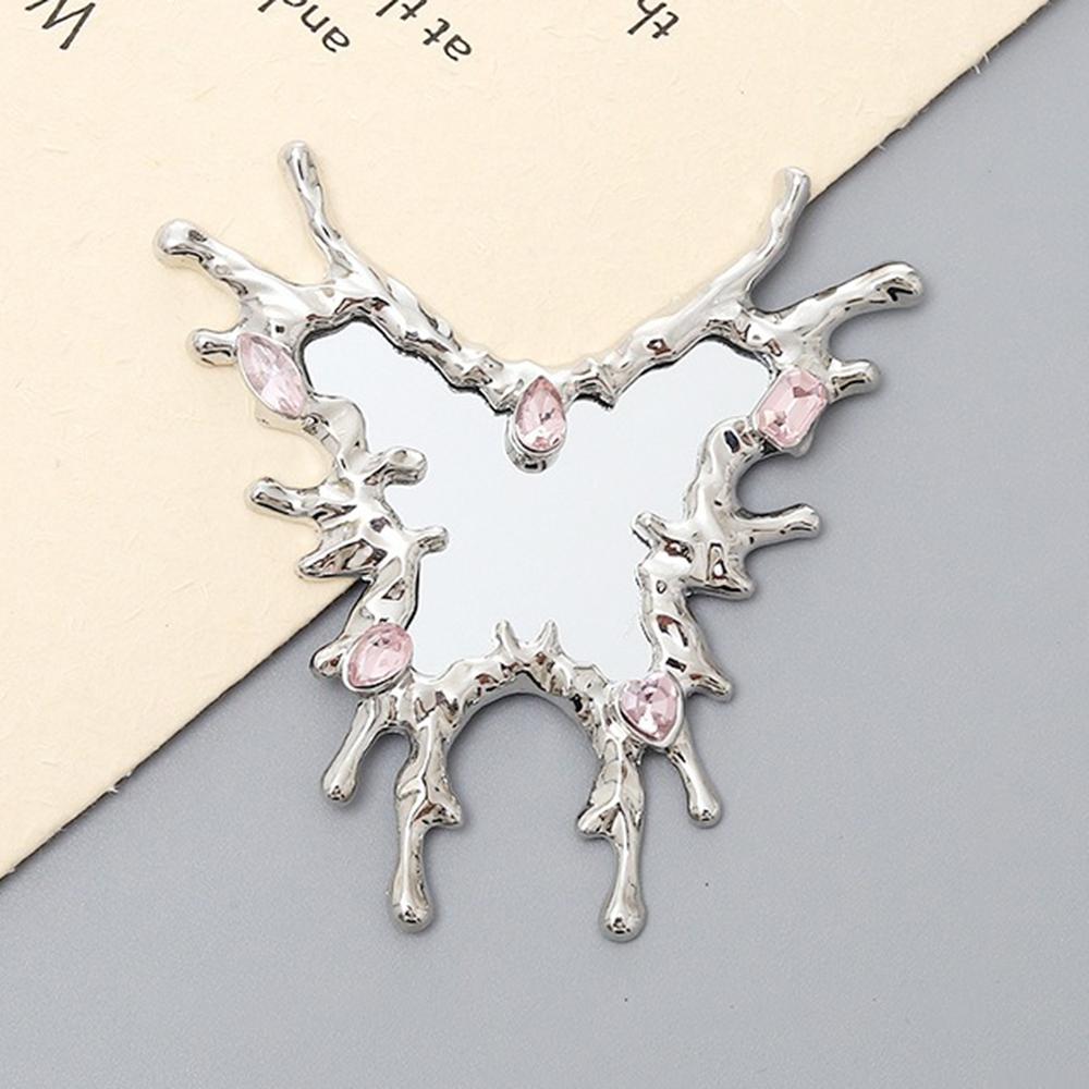 

DIY Phone Case Charms Silver Plated Rhinestone Decor Butterfly Mirror Design Phone Shell Accessories