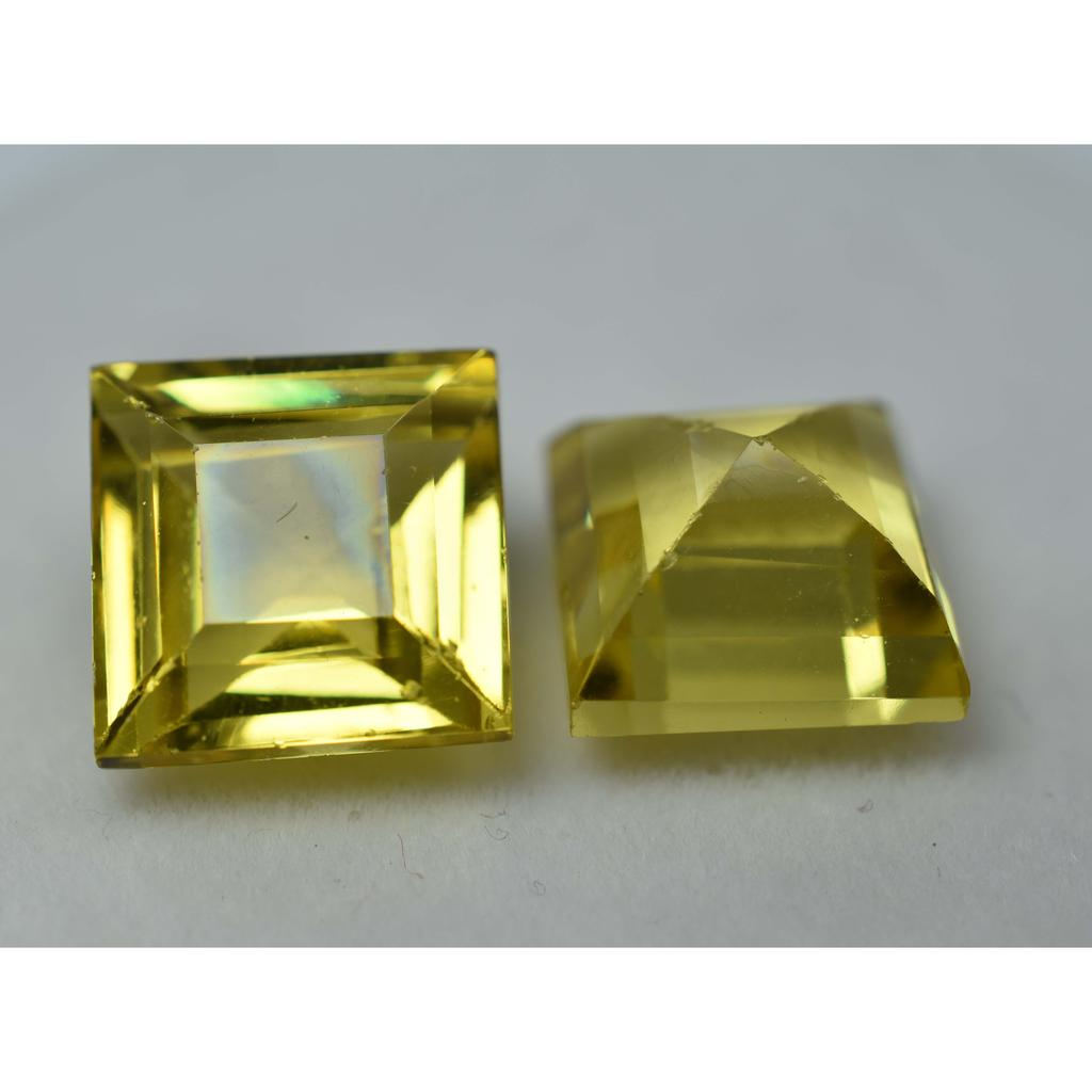 Natural Yellow Square Cut Sapphire   Pair 20.23 Carat Loose Gemstone