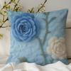 New 3D Imitation Plush Blue Rose Pillowcase Pastoral Home Sofa Cushion Pillowcase Decoration