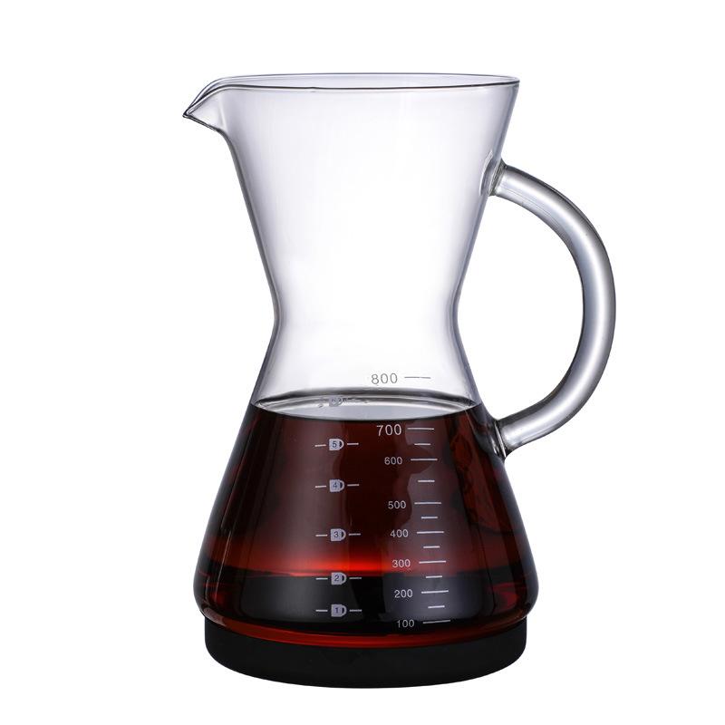 

New borosilicate glass coffee pot, non-slip silicone pad at the bottom, hand punch sharing pot with graduated glass pot for brewing