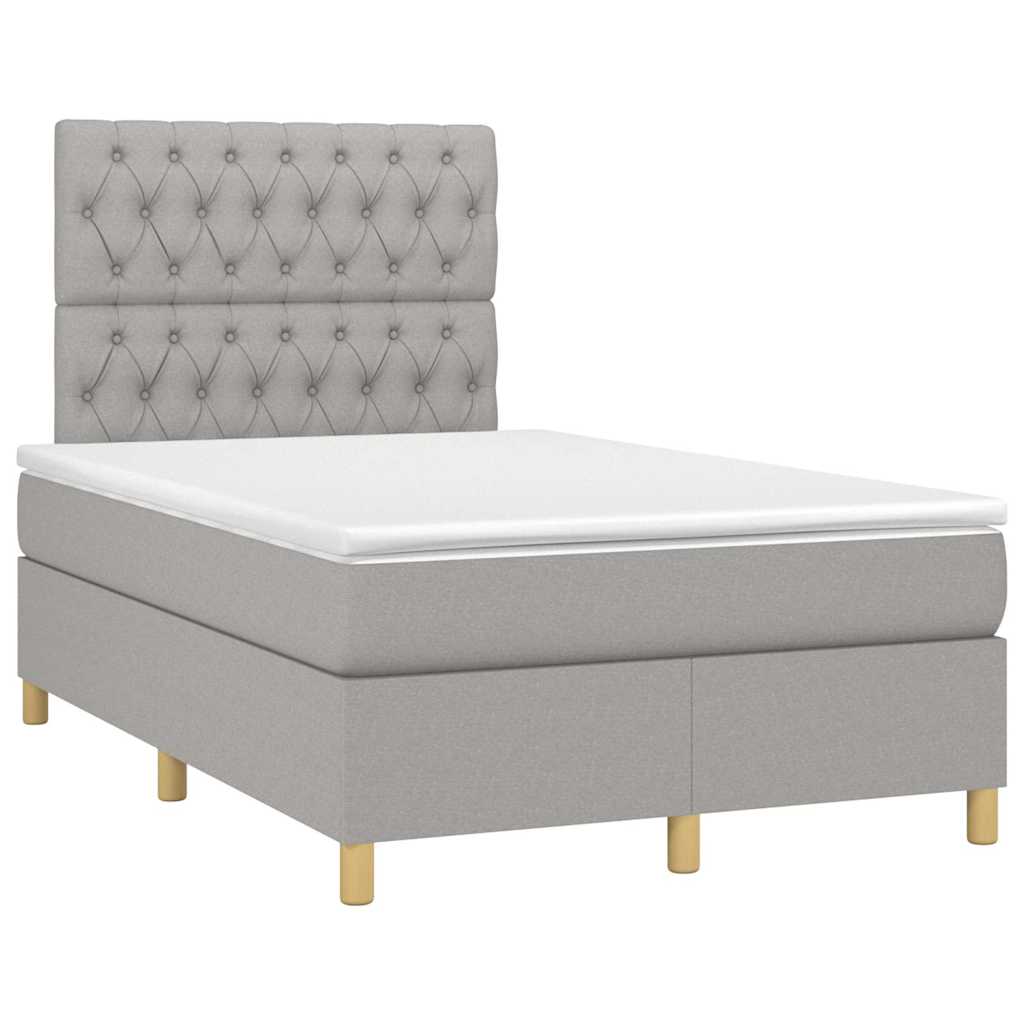 Vidaxl Letto Continentale Con Materasso, Grigio Chiaro, 120X190 Cm Tessuto