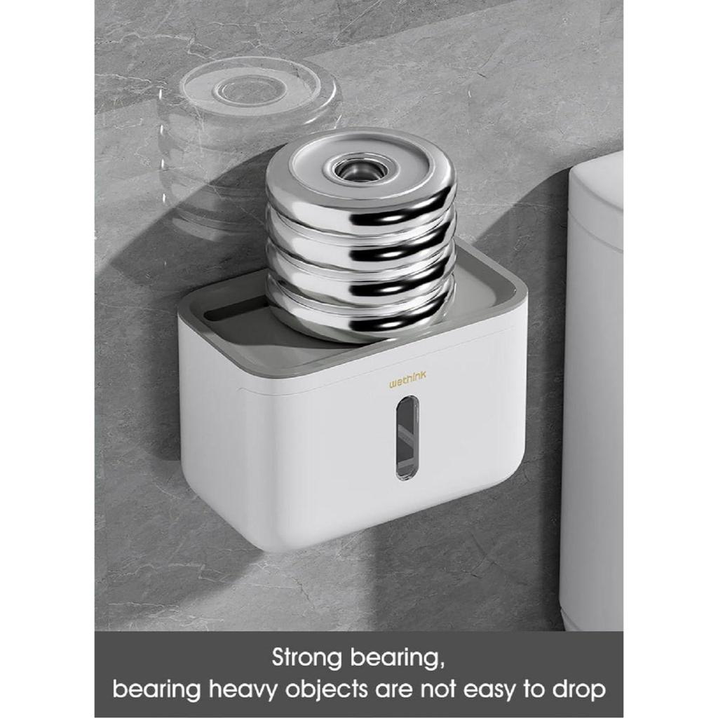 Bathroom with Mobile Stand, Wall Mounted Tissue Paper Holder, Toilet Paper Roll Holder for Bathroom, Bathroom Accessories (White)