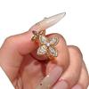 Zircon Lucky Clover Flower Open Ring - Elegant Court Style Exquisite Hand Jewelry