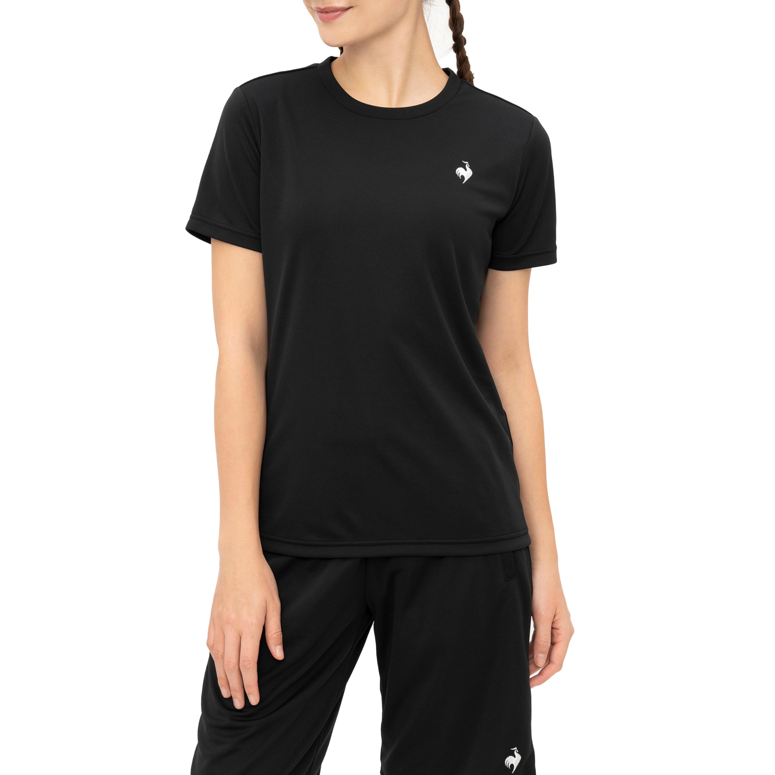 

Le Coq Sportif Short Sleeve with a Single UV BK00 Women s T-Shirt, Moisture-Wicking, Quick-Drying, Stretch, Point, Protection, UPF15, (LT5SHTZ1L)