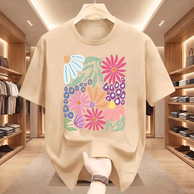 Trendy Boho Floral Tshirt Soft Flower Graphic Tshirt Cute Spring Garden Botanical Top Summer Short Sleeve Unisexs Clothing Tops