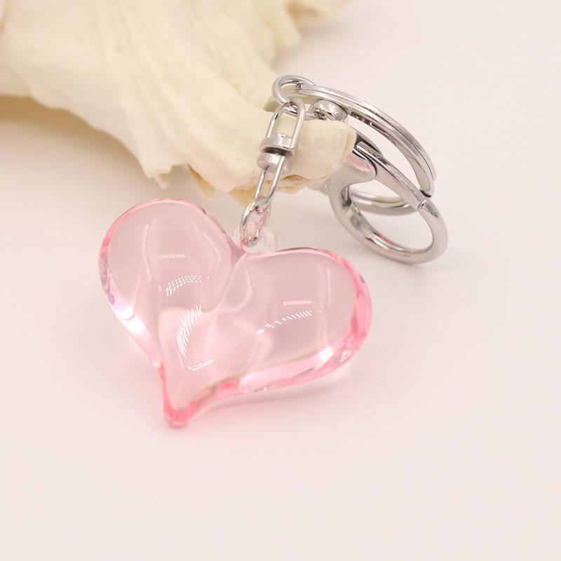 Clear Acrylic Heart Pendant Keychain Charm for Bags & Couples