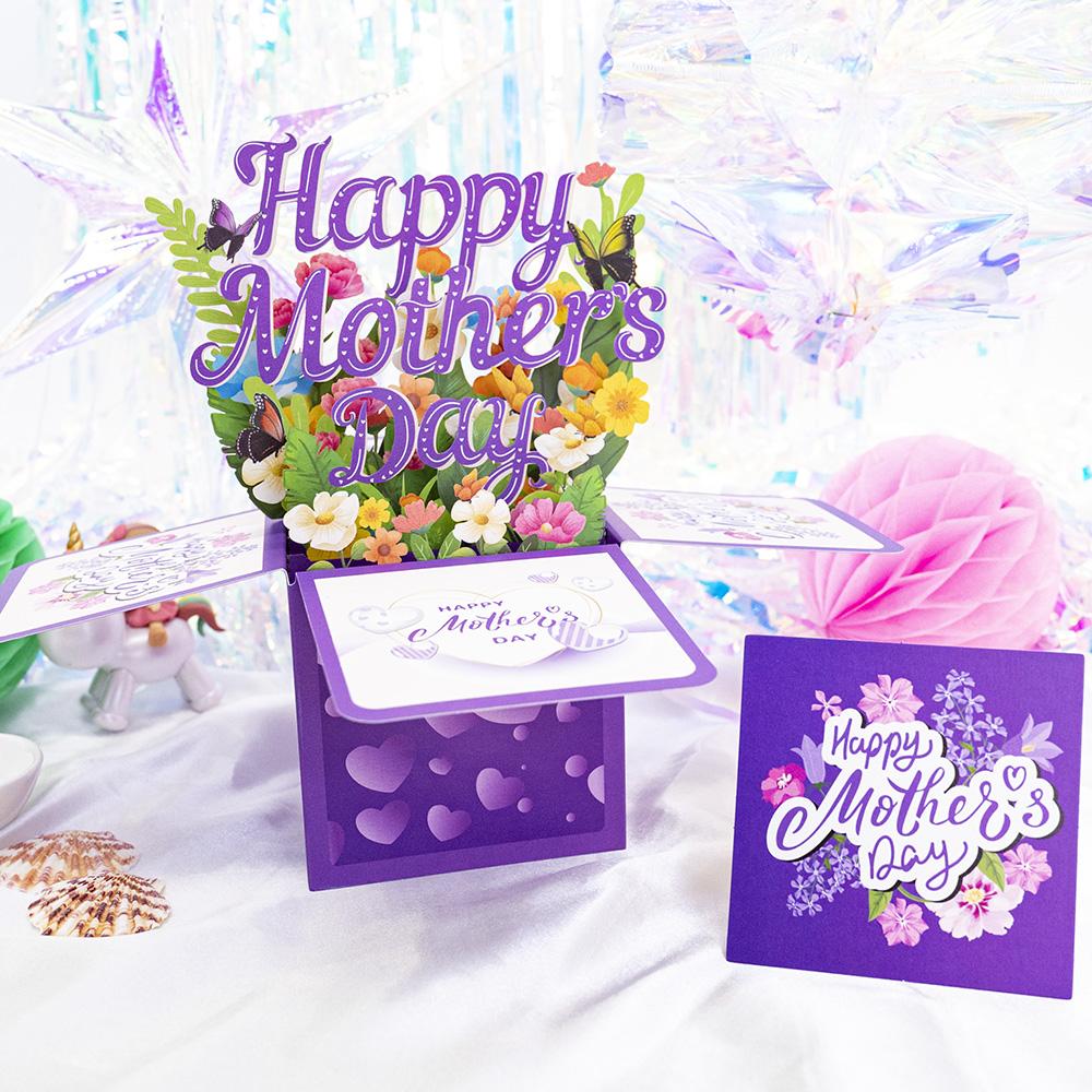 3D Creative Bouquet Gift Card For Mother Father Wife Friends Blessing Card Gift For Mothers Fathers Day Thank You Greeting Cards