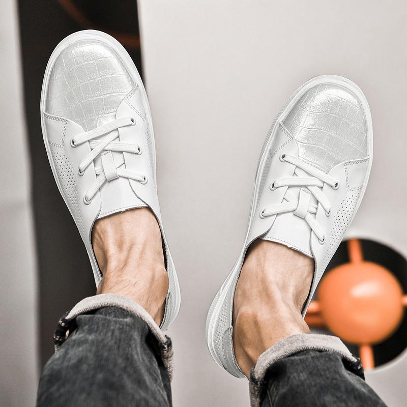 Mode Herren Lederschuhe Slipper Weiche Loafer Rutschfest Sommer Atmungsaktiv Fahr-Flats Frühling Gehen Büro Arbeitsschuhe Mokassin Homme