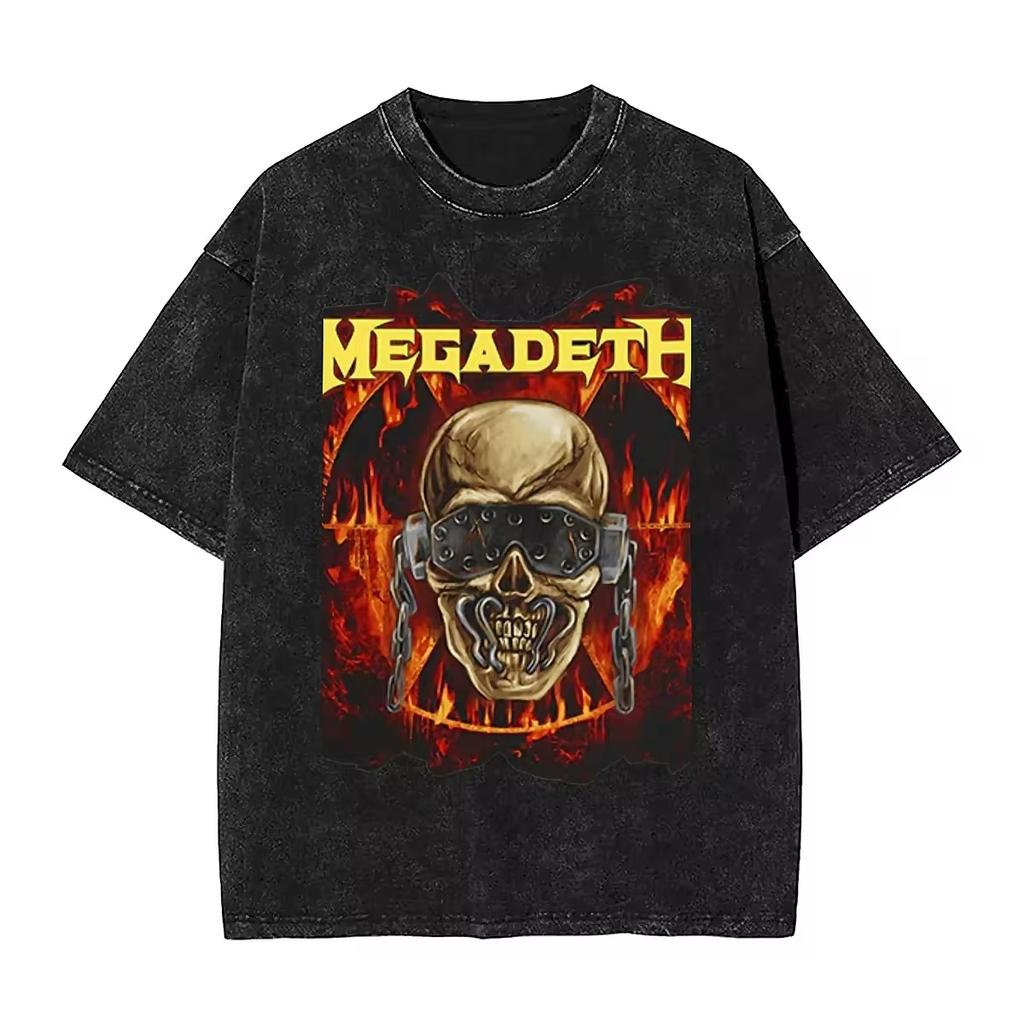 Rust In Peace Target Rock Washed T Shirts Streetwear Fashion T-Shirt Megadeths Tees Tops Men Women Graphic Printed