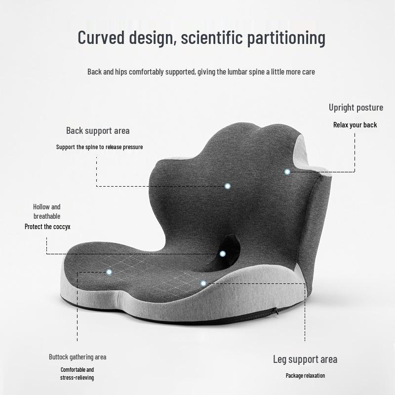 Ergonomic Memory Foam Car & Office Seat Cushion with Integrated Backrest and Lumbar Support