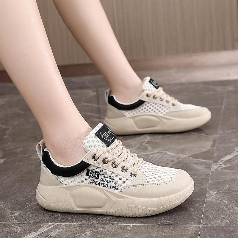 Mesh breathable sports and leisure shoes autumn new thick-soled high-profile board shoes and soft-soled shoes