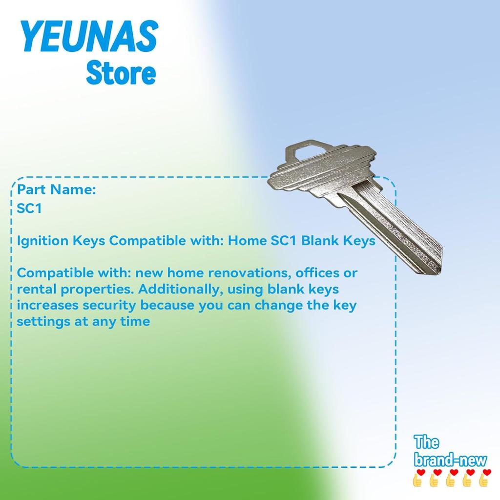 SC1 Blank Keys Replacement for Home and Professional Uncut Blank Keys (3 Pack)
