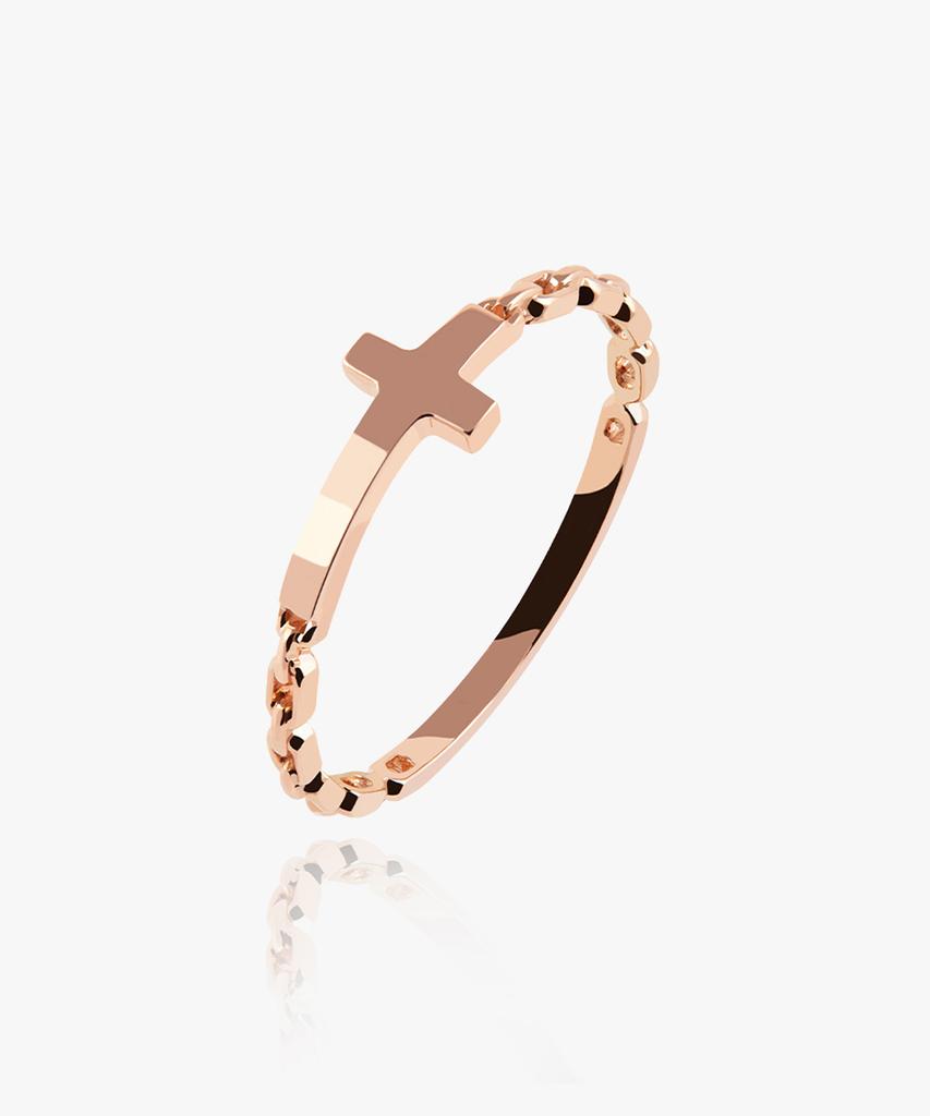Helene Jewelry 14K 18K Promise Link Cross Miss Ring Gold Ring