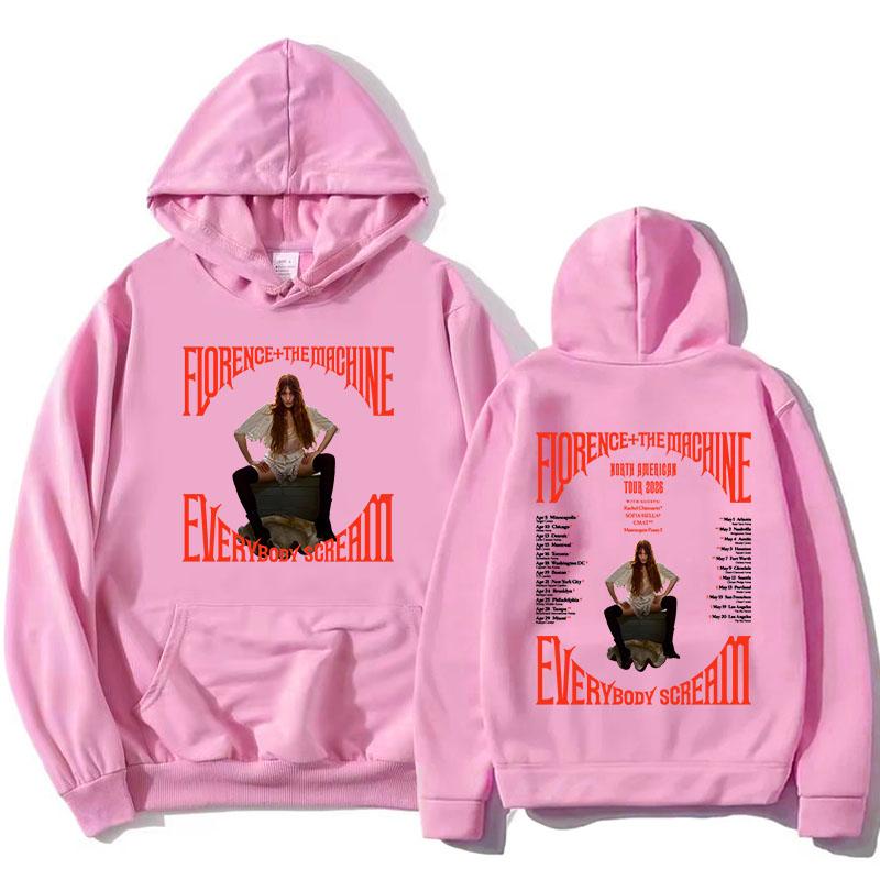 

Everybody Scream Tour 2026 Hoodies Florence + The Machine Rock Band Sweatshirt Long Sleeve Fleece Pullovers Print Clothes XXXL