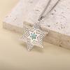  Artificial Gemstones Hexagram Necklace Stainless Steel Retro Star of David Hexagon Pendant Chain Classic Jewish Jewelry