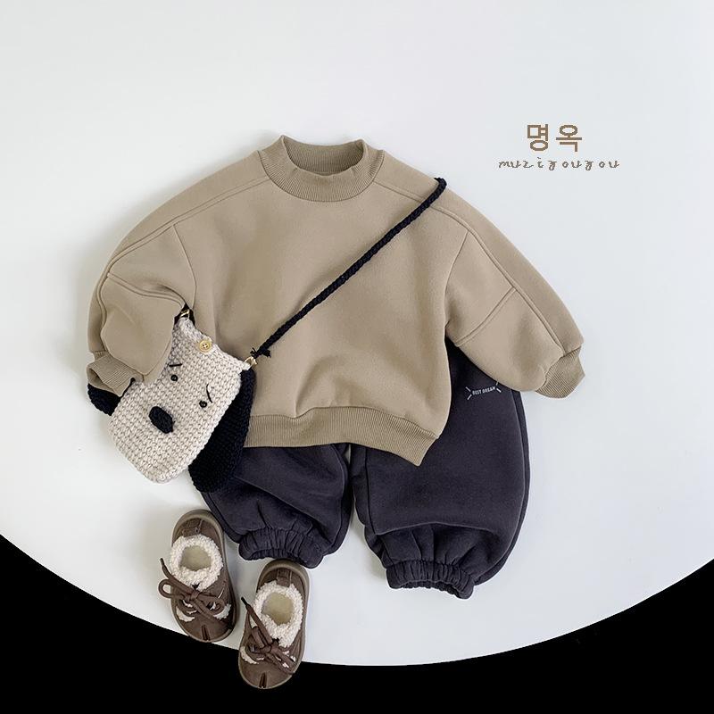 Vintage Versatile Thick Fleece Warm Pullover Sweatshirt For Toddler Boys And Girls