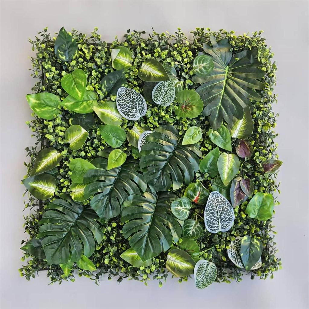 50×50cm Artificial Green Plant Wall - Plastic Vertical Garden, Fake Flower Wall, Synthetic Turf Background