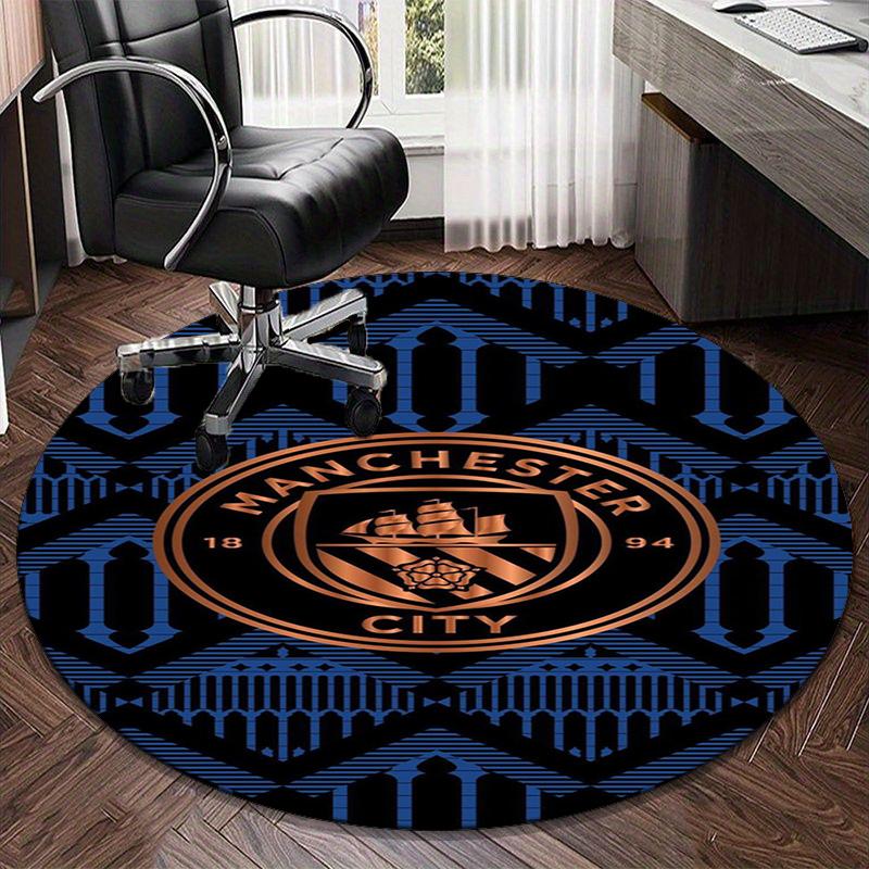 1pz Tappeto Rotondo Città Club di Calcio Stampato Tappeto Rotondo per Area, Tappeto per Casa Ufficio, Tappeto Rotondo per Sedia, Tappeto Decorativo Regali per Fan Regalo di Natale