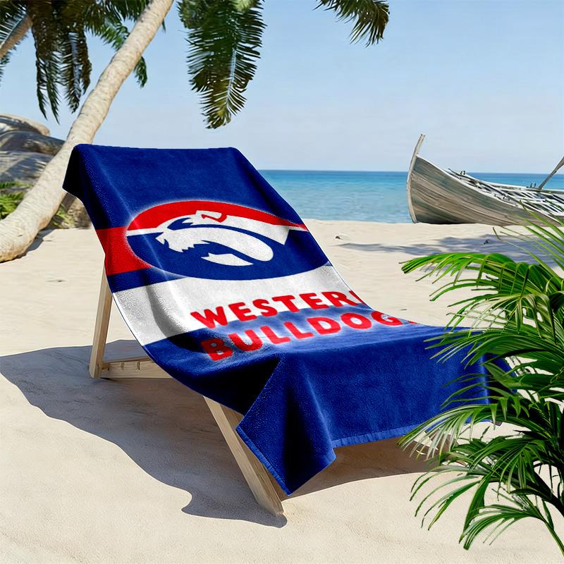 Western Bulldogs Print Beach Towel, Large Soft Quick Dry Towel for Beach Camping Swimming