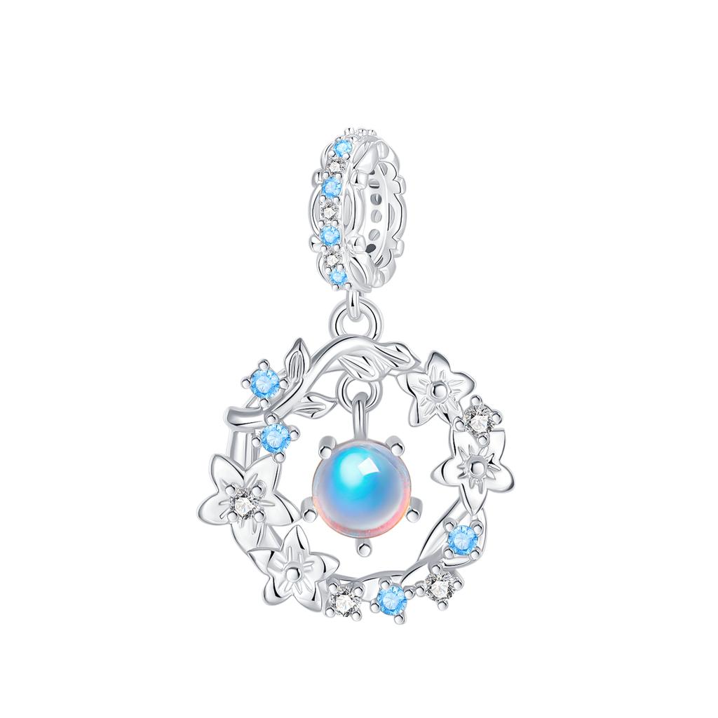 Brandneue Authentische Originale Kupfer Metall Blaue Charm-Perlen-Komponenten Mond Schmetterling Kristallkugel-Perlen-Komponenten Anhänger-Perlen-Komponenten Kompatibel