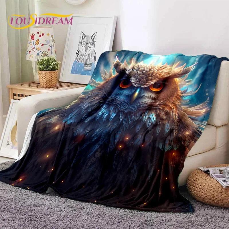 3D Cute Owl Eagle Birds Cartoon Soft Flannel Blanket for Beds Bedroom Sofa Picnic,Throw Blanket for Cover Outdoors Leisure Gift