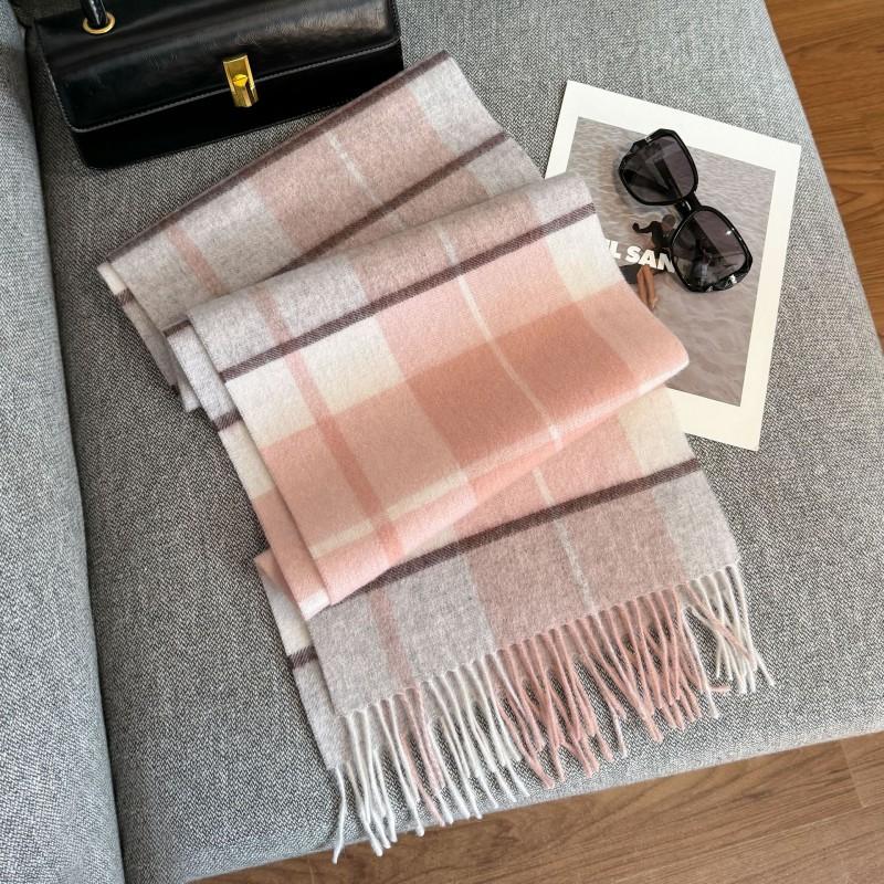 100% Wool Knitted Scarf Unisex Winter Warm Accessory Classic Plaid Long Neck Wrap Men Women