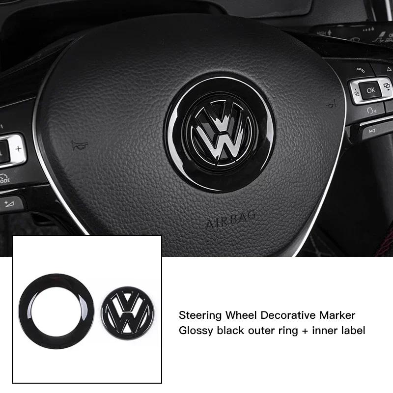 OBTLU1 Car Steering Wheel Logo Decoration Sticker Accessories For VW Tiguan Arteon Taigo Caddy CC e-up! Golf Polo Amarok Transporter