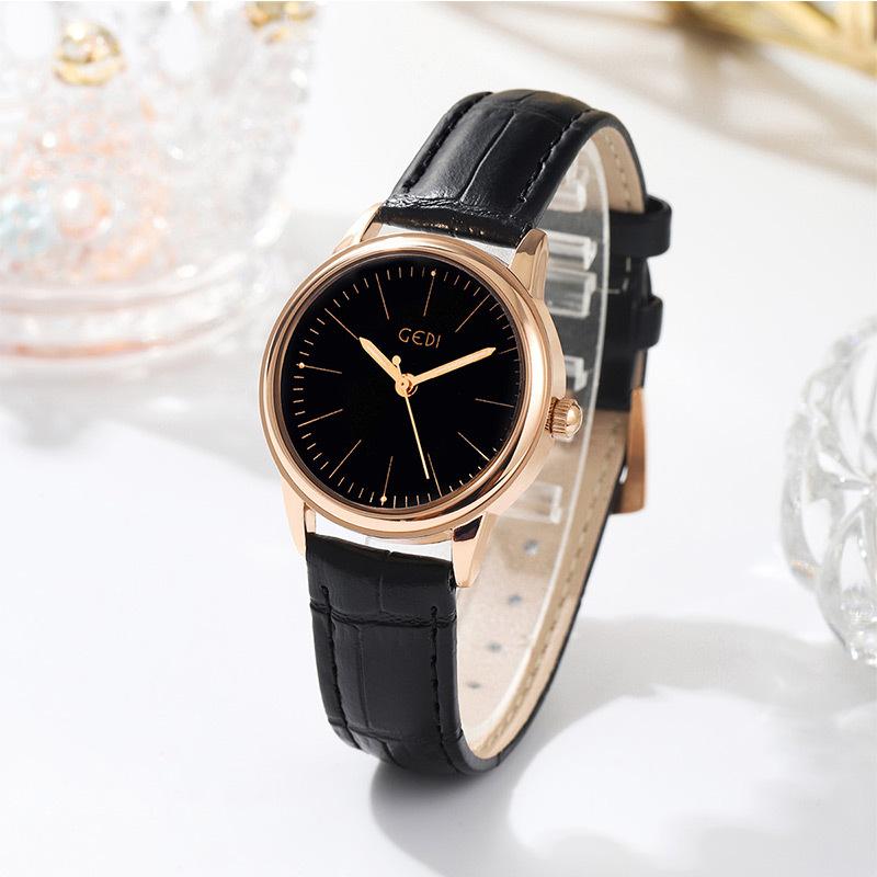 Simple Classic Disc Bamboo Pattern Belt Quartz Watch Women'S Retro Waterproof Watch