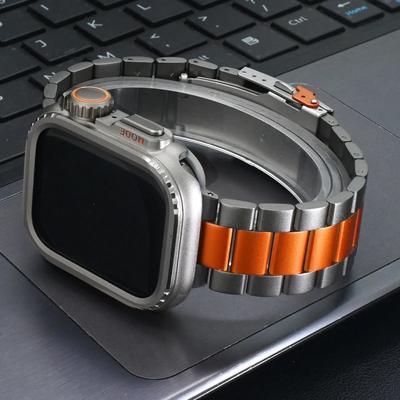 Πολυτελές Τιτανένιο Λουράκι για Apple Watch Ultra 49mm Series 10 46mm Τιτανένιο Πορτοκαλί Λουράκι+θήκη για Apple 9 8 7 6 5 SE Watch 45mm 44mm
