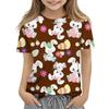 Kinder Mode Lässiges Kurzarm T-Shirt Top mit Pflanzenprint und Rundhalsausschnitt
