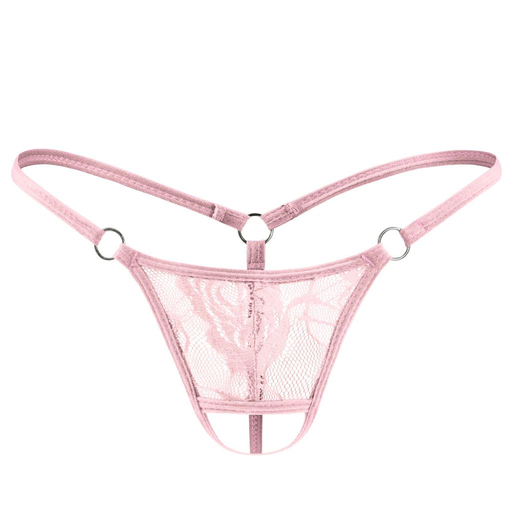 Mens Open Front Lace Thongs Low Rise Spaghetti Strap G-String See Through Lingerie Underwear Sissy Panties Penis Hole Underpant