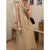 Wasteland style niche chic sleeveless vest dress women's summer loose and thin solid color versatile skirt