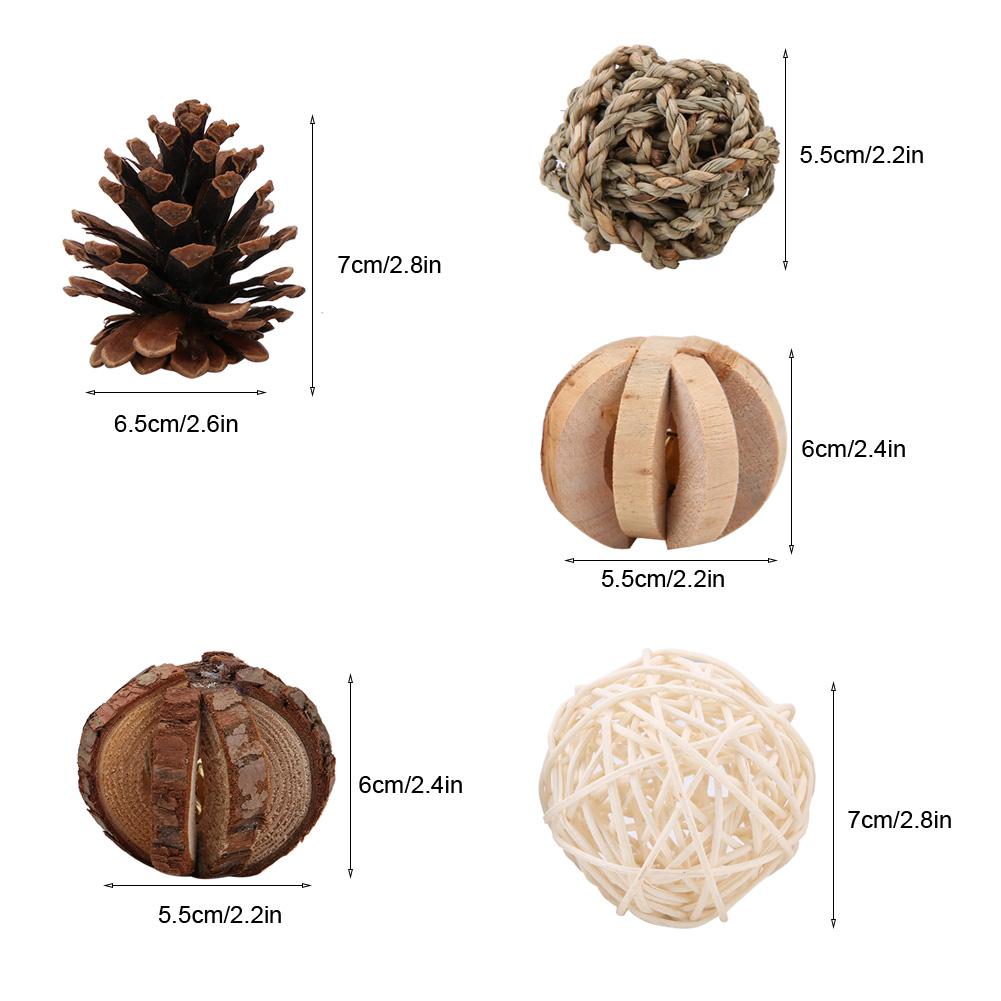 Small Pet Natural Wooden Handmade Ball Set Hamster Rat Mice Toy Accessories