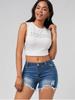 European & American Ripped Monkey Tassel Denim Shorts for Women