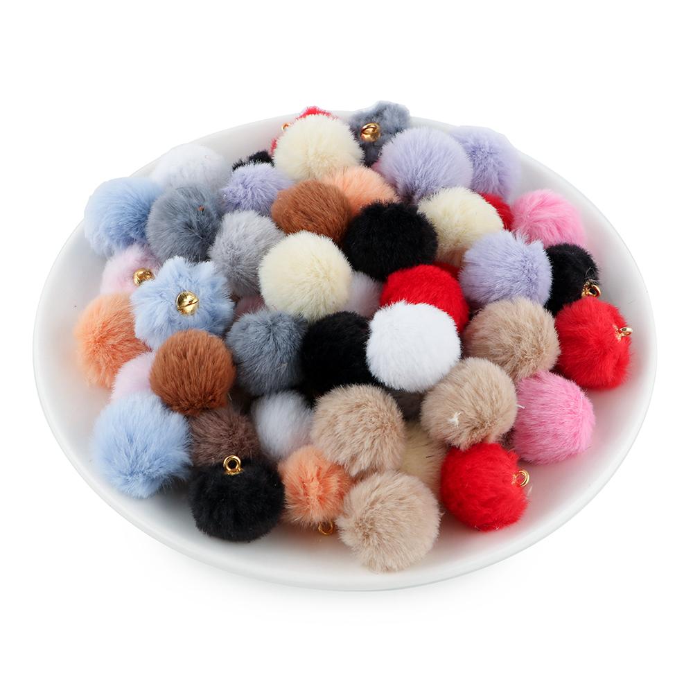 20pcs Plush Fur Cover Ball Beads Charms Cute Bead Pendant for DIY Jewelry Making Accessories Handmade Earring Bracelet