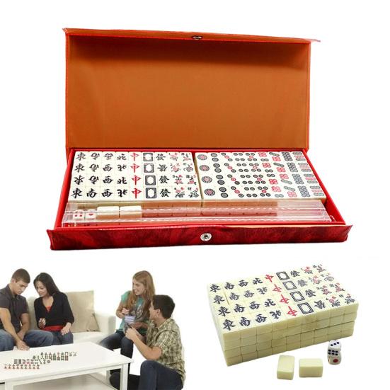 1 Set Mini Mahjong Lightweight Portable Mini Mahjong Game Set Classic Chinese Mahjong for Travel Home Parties