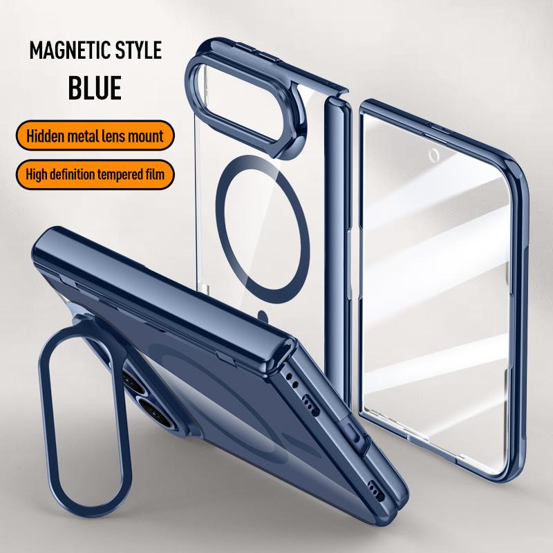 Für Magsafe iPhone Duo Hülle Galvanisiert Transparent Magnetisch Kabelloses Laden Scharnier Mit Gehärteter Folie Objektivhalter Abdeckung