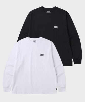 JEEP [2Pack] 16-Count Single Basic Big Logo Long Sleeve T-Shirt (Jq5Tsu754Bk)