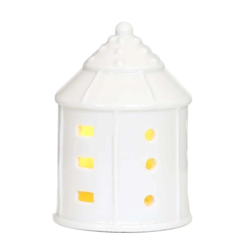 Keramický Porcelánový Lampový Ornament Baterie s Knoflíkem Nádherné Vánoční Atmosférické Světlo Hvězda Svítící Efekt