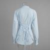 Fashion Cotton Strap Shirt for Women Spring Autumn Bandage Elegant Solid Color Slim Fit Top Commuting Casual Simple Long Sleeve Blouse Sweet Clothing