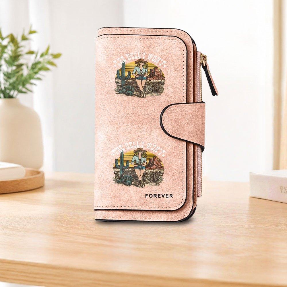 Western Cowgirl Long Zipper Wallet, Large Capacity Card Holder, Unisex Clutch Bag, Fashionable Zipper Coin Purse, Suitable for Daily Use, A Great