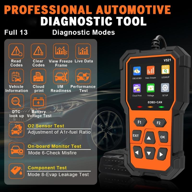 V521 Car Fault Code Scanners Diagnostic Tool, Clear Error Codes, Suitable for Quick Error Detection Trouble Code Erasing